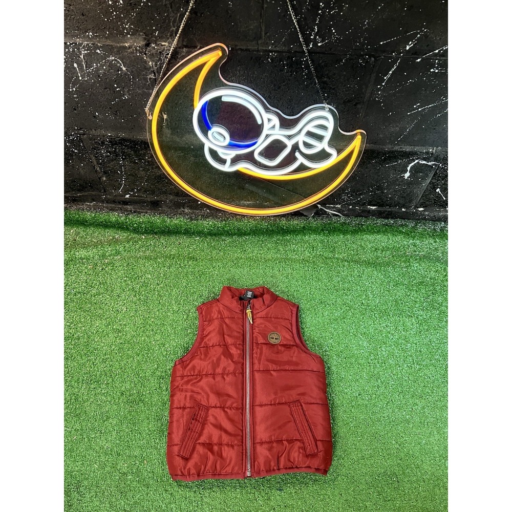 Timberland Outdoor Infant Puffer‎ Vest Jacket Boys Size 24M Burgundy